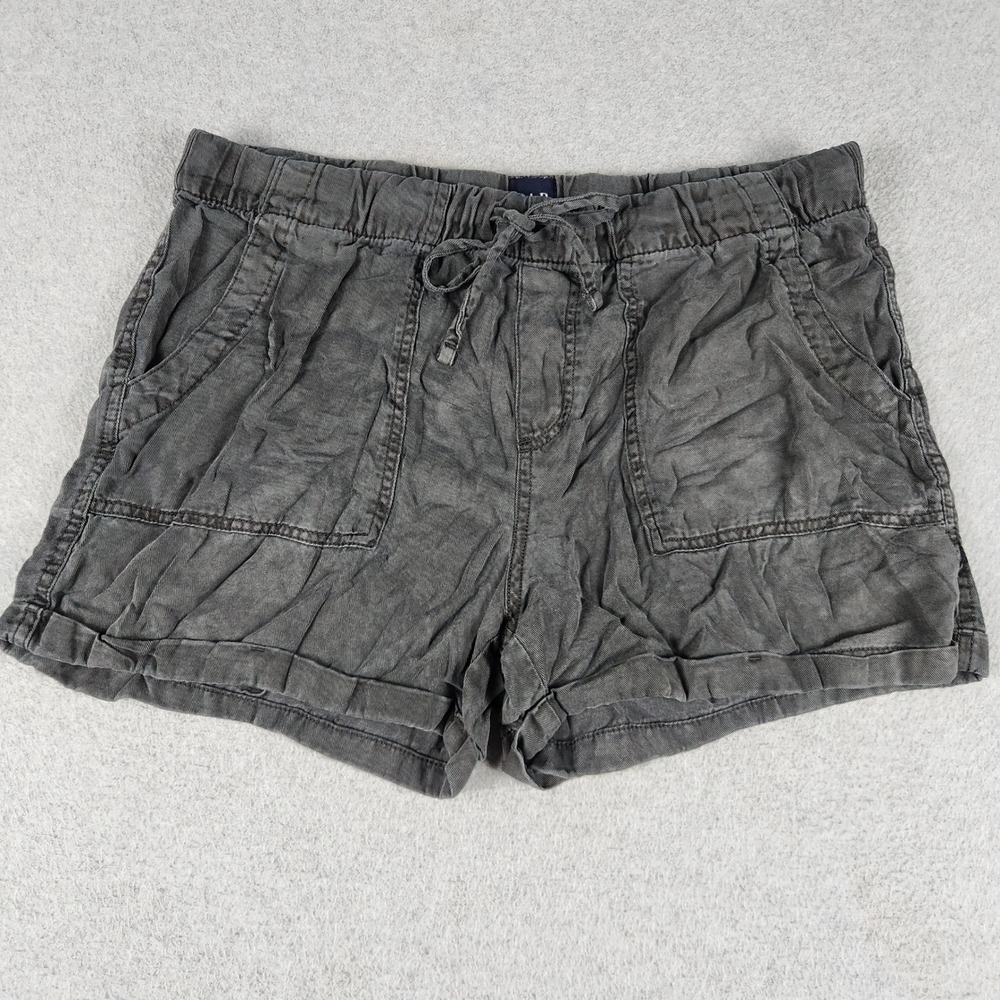 Gap Shorts Womens Medium Gray Drawstring Waist Casual Cuffed Hem 3" Inseam